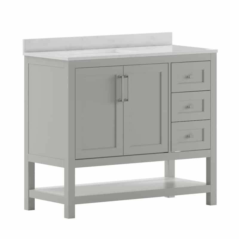 42 Inch Contemporary Bathroom Vanity With Storage Drawers And Sink Combo