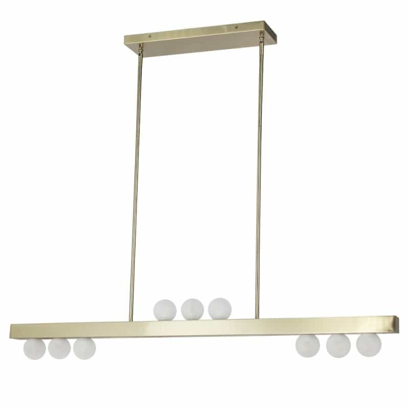 9 Light Halogen Horizontal Pendant Aged Brass With Frosted Glass