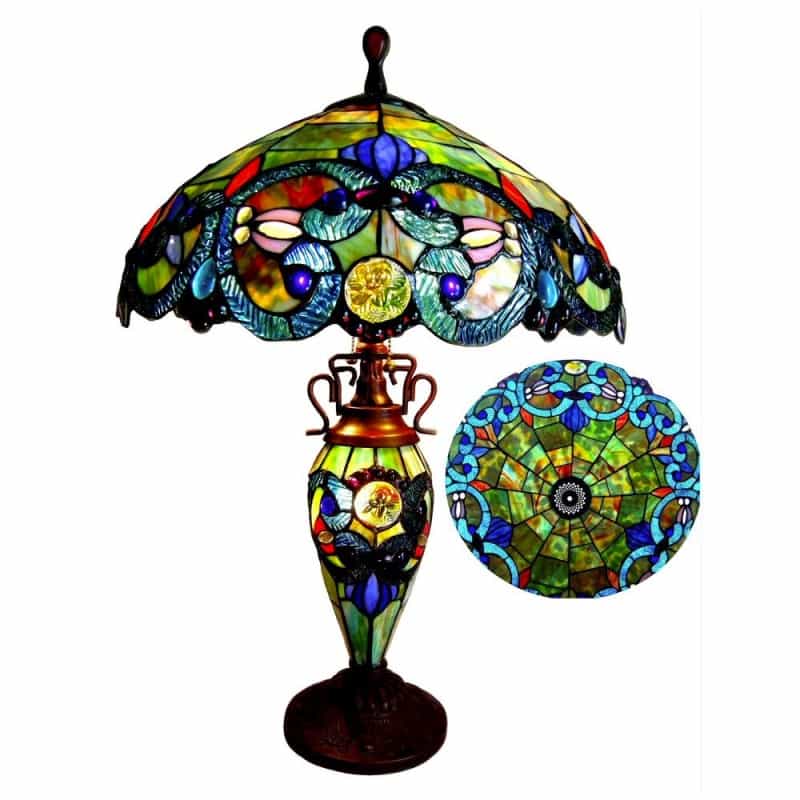 Demetra Auroratiffany-Style 3 Light Victorian Double Lit Table Lamp 18" Shade