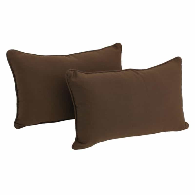 20-Inch By 12-Inch Double-Corded Solid Twill Back Support Pillows With Inserts (Set Of 2), Chocolate