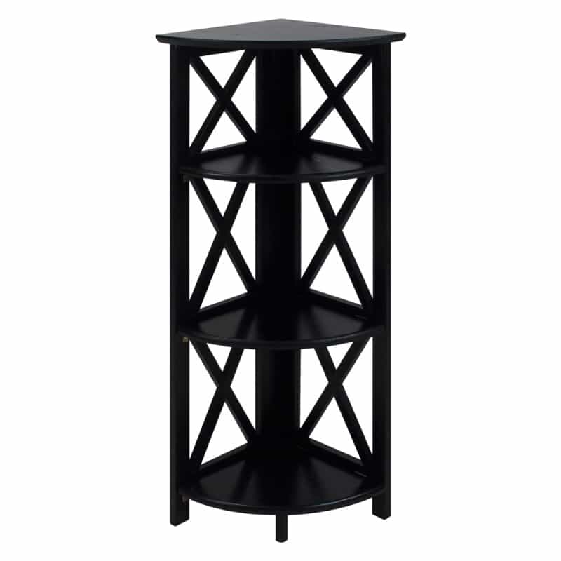 Montego 4-Shelf Corner Folding Bookcase-Black