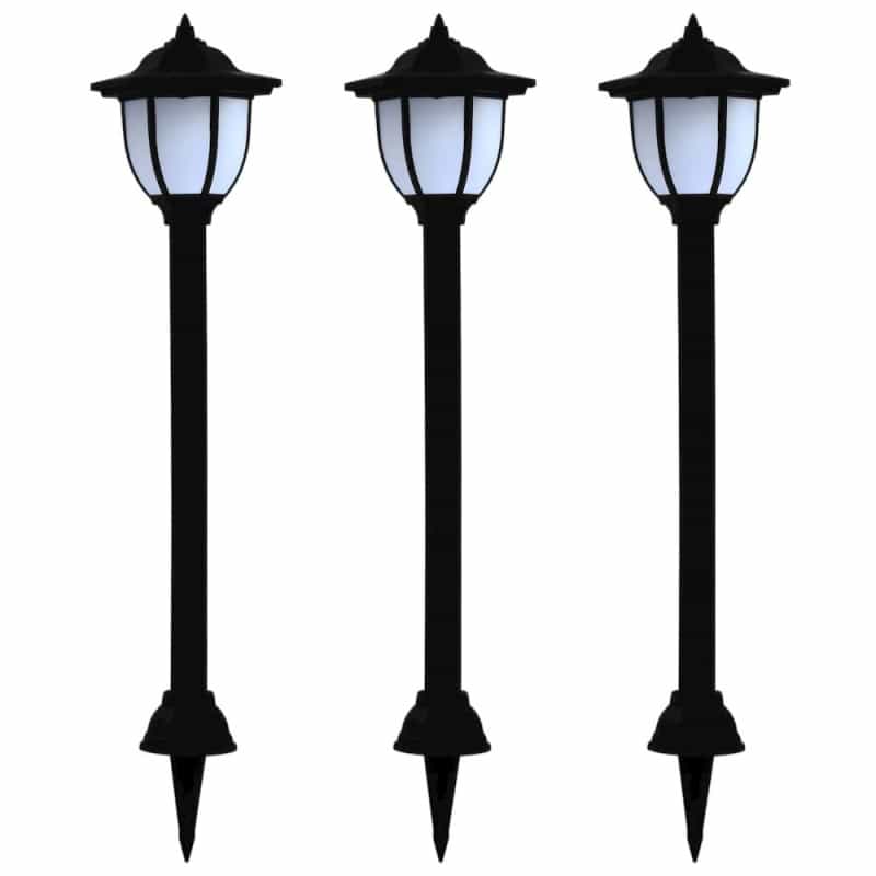 Solar Lamp Set Of 3 Black Polypropylene Standard Solar