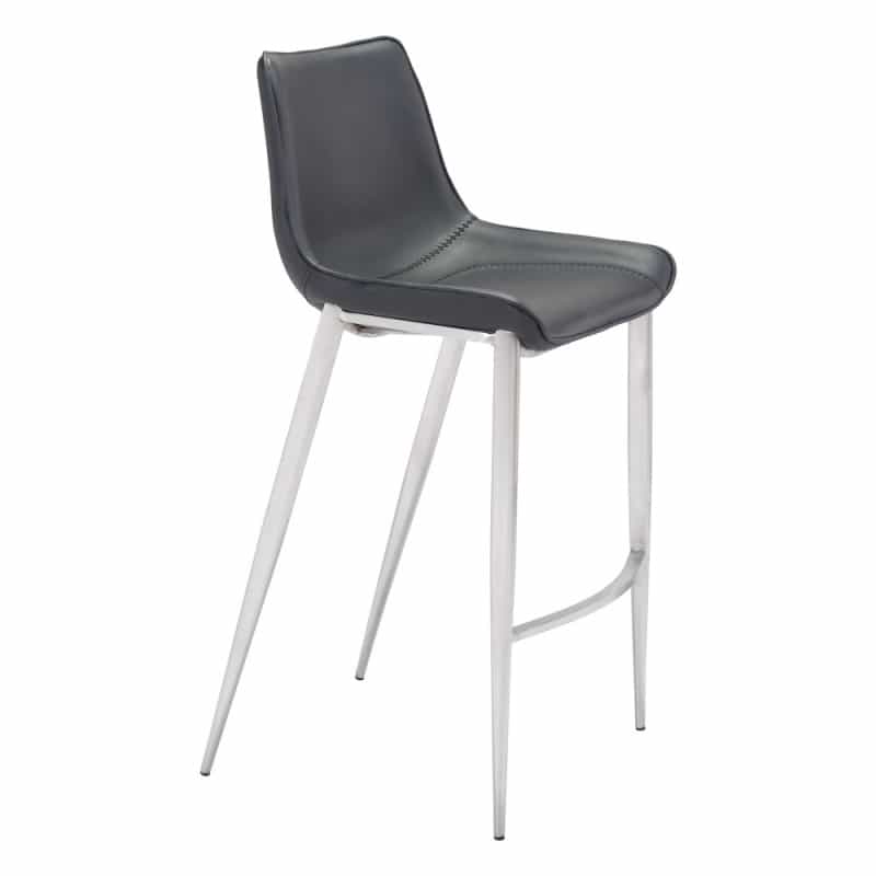 Magnus Barstool (Set Of 2) Black & Silver