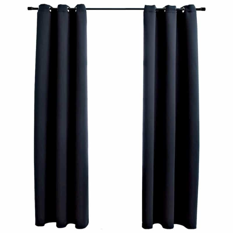 Vidaxl Blackout Curtains With Rings 2 Pcs Black 37"X95" Fabric, 134836