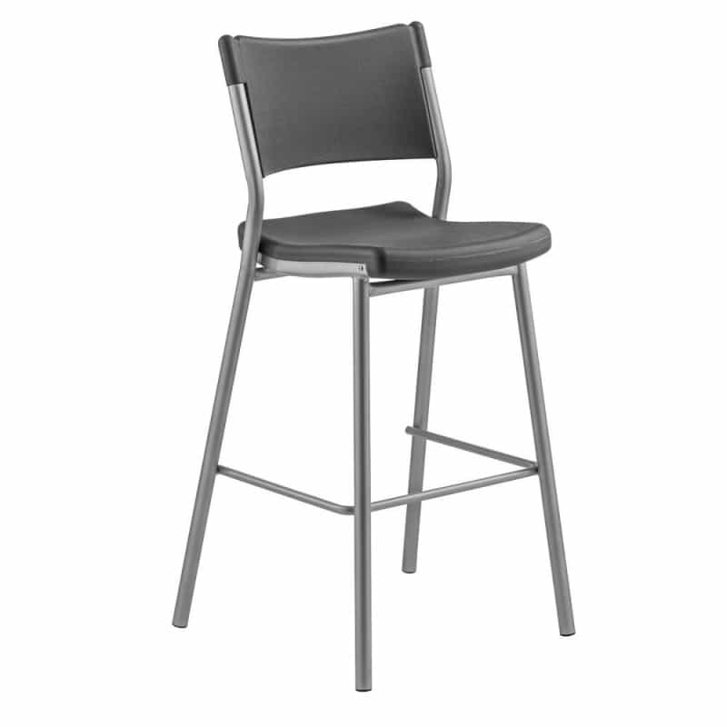 Nps® Café Time Stool, Charcoal Slate Top & Silver Frame