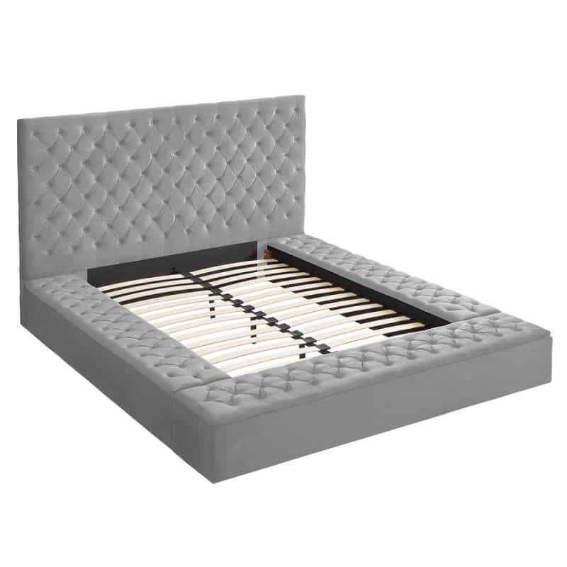 Better Home Products Cosmopolitan Velvet Upholstered Platform King Bed In Gray