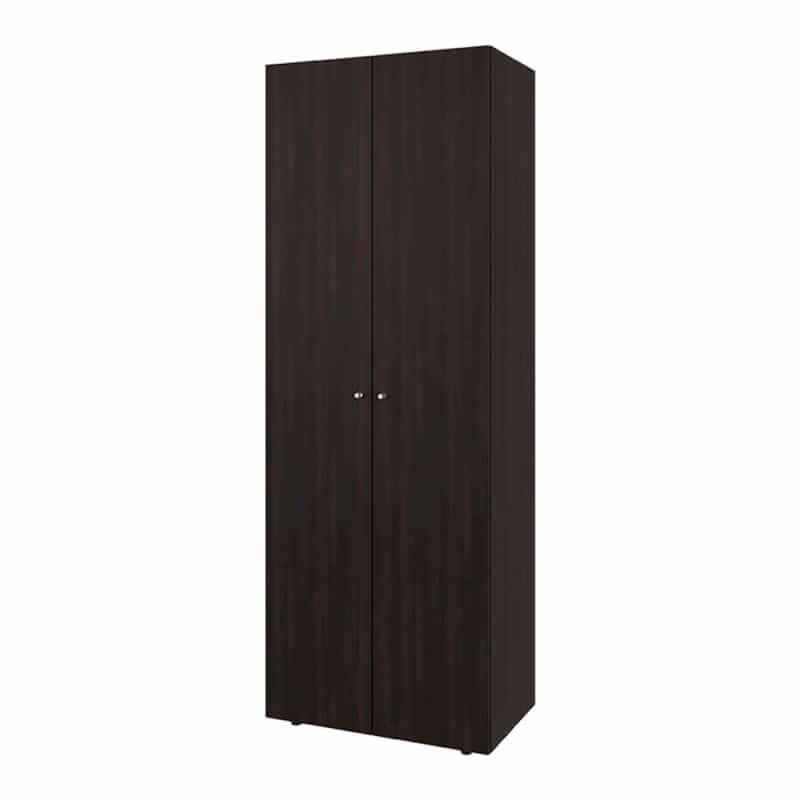 Lisle Armoire, 2 Doors, 2 Shelves, Walnut / Black Wengue