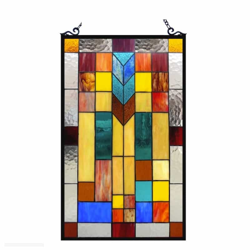 Tate Tiffany-Glass Mosaic Design Window Panel 16X26