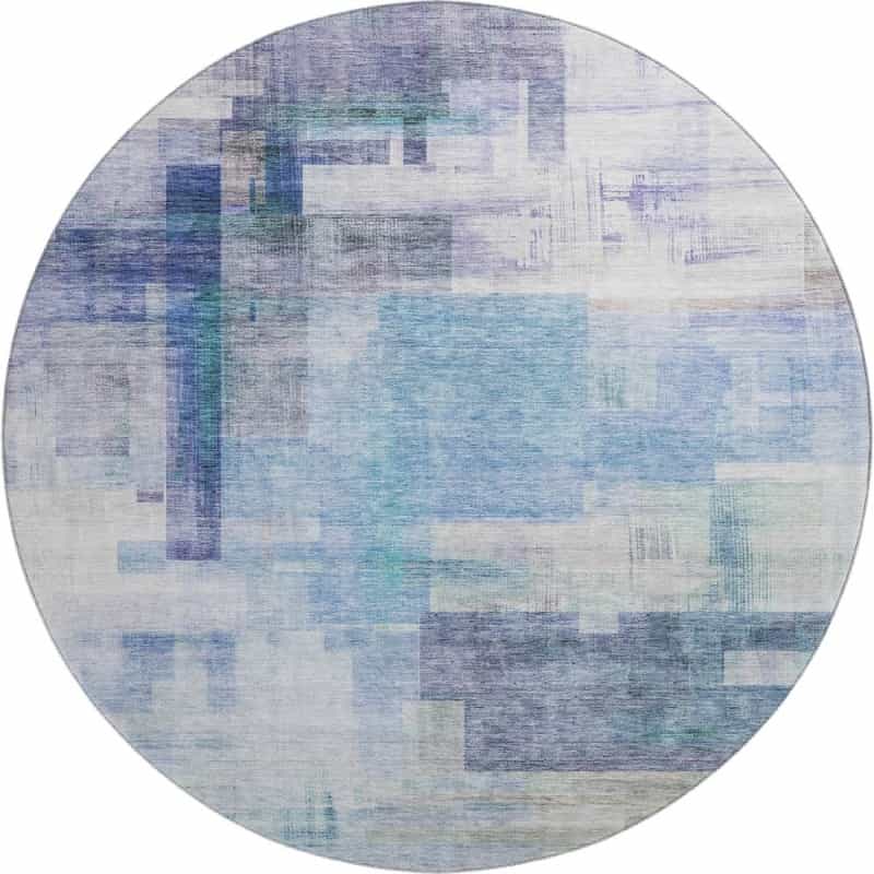 Premium Machine Washable Mayfield Amf1067 Blue 8' X 8' Round Rug