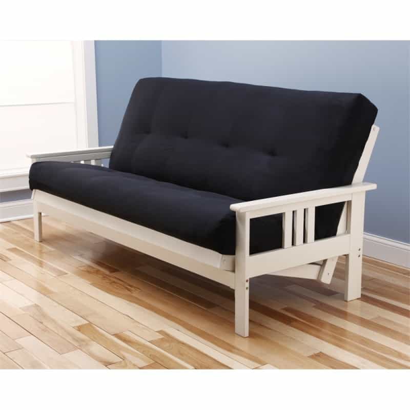 Monterey Frame-Antique White Finish-Suede Black Mattress
