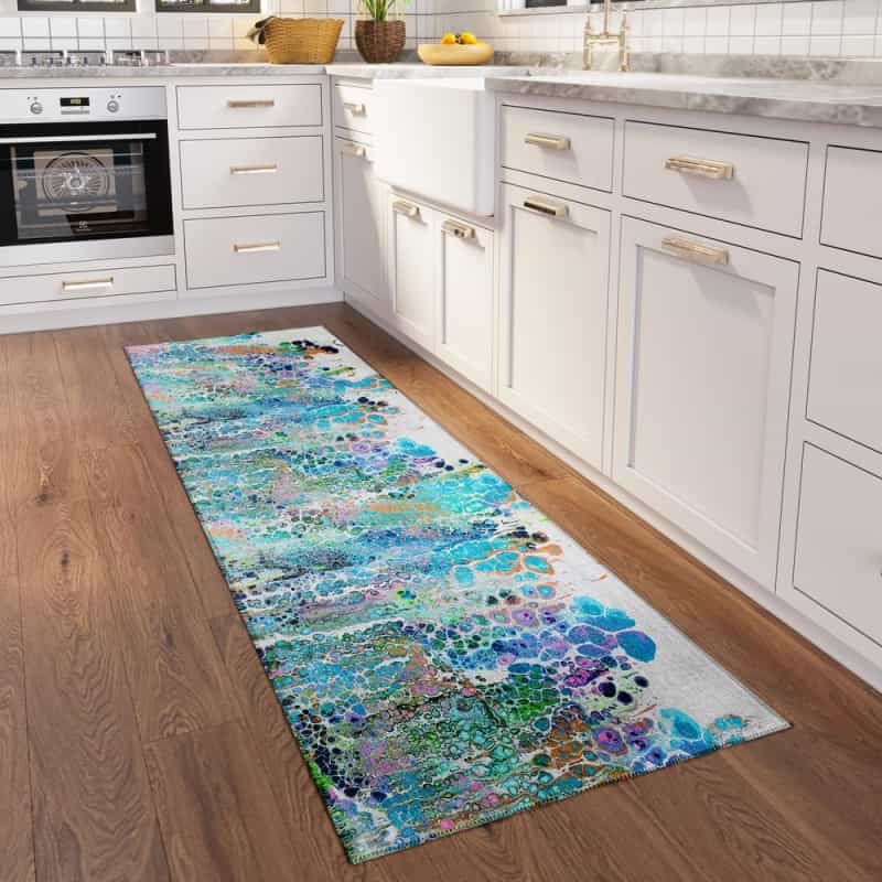 Karina Mermaid Modern Abstract 2'3" X 7'6" Runner Rug Mermaid Akc50