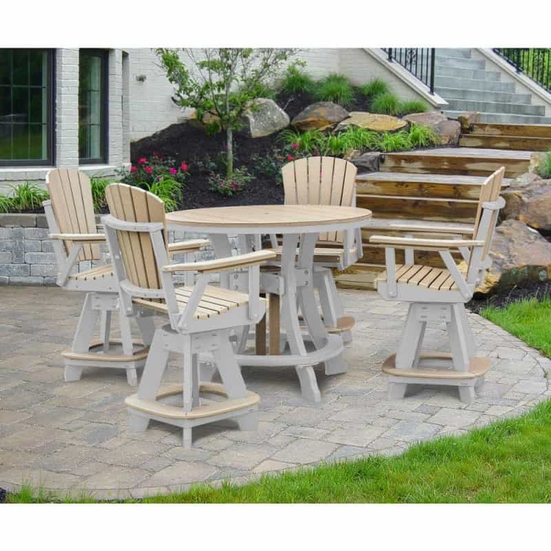 Os Home And Office Model Cr130wwwt-K Five Piece Round Counter Height Dining Set In Weatherwood On A White Base