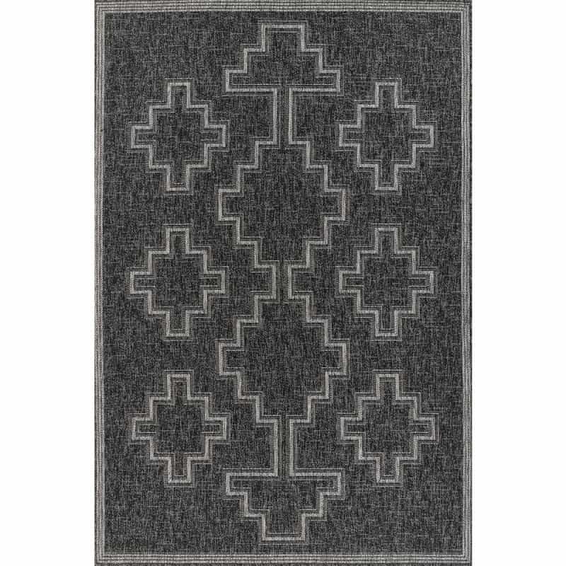 Transitional Rectangle Area Rug, Black, 9' X 12'