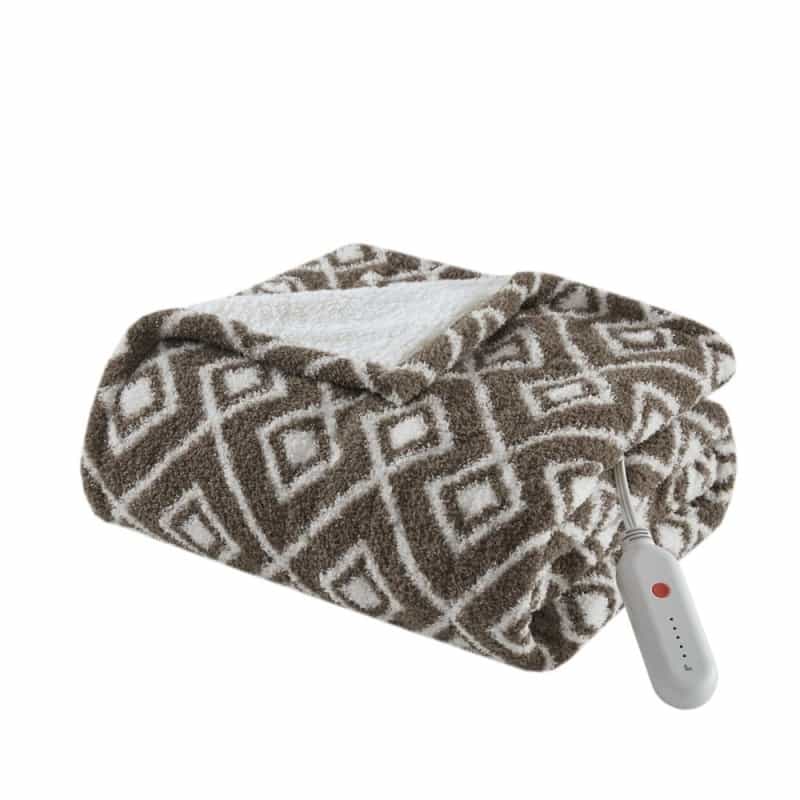 Amira Dream Soft Heated Throw In Brown Geo