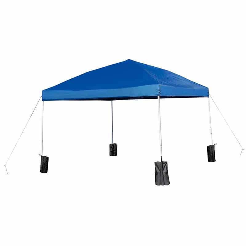 10'X10' Blue Event Straight Leg Canopy Tent With Sandbags And Wheeled Case