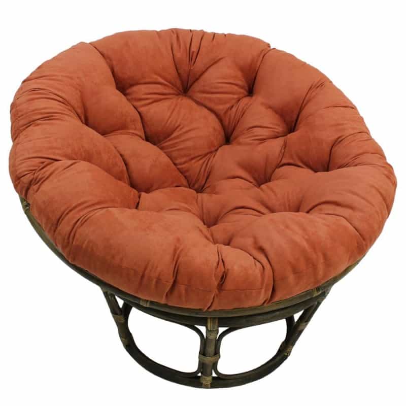 Rattan 42-Inch Papasan Chair With Micro Suede Cushion