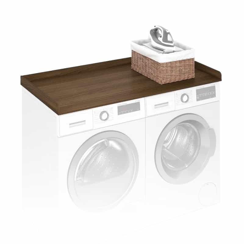 Washer Dryer Countertop, Washer And Dryer Topper, With Edge Rails, Modern Walnut