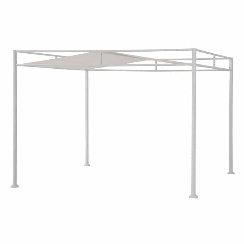 10 Ft. X 10 Ft. Patio Darkeford Metal Pergola With White Sling Fabric Canopy
