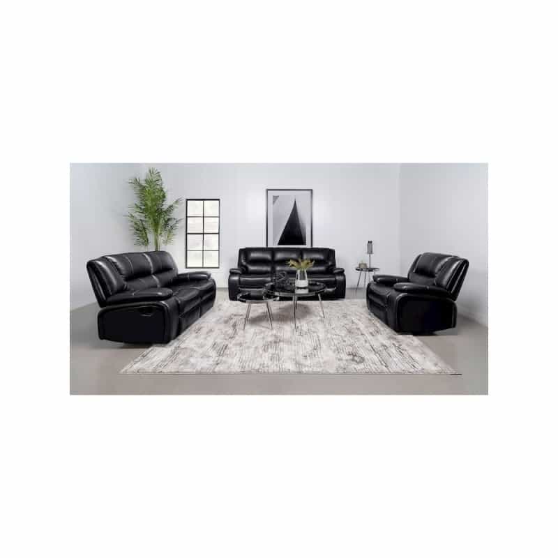 Camila 3-Piece Upholstered Motion Reclining Sofa Set Black
