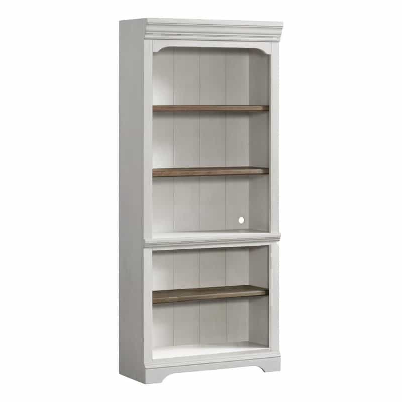 76" Bunching Bookcase In Rustic White & French Oak