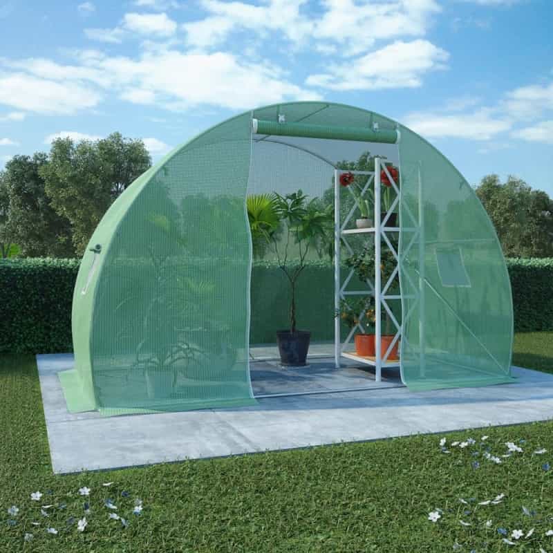 Greenhouse Green Pe Mesh Fabric, Galvanized Steel 48.4 Square Feet