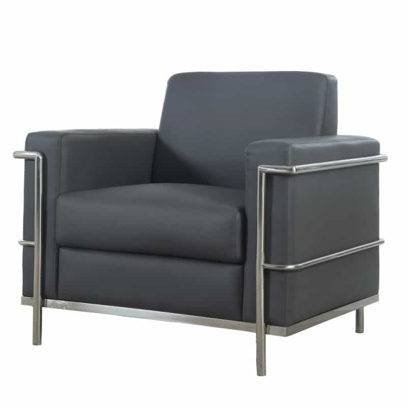 Best Master Furniture Sherry 36" Modern Faux Leather Accent Chair In Dark Gray
