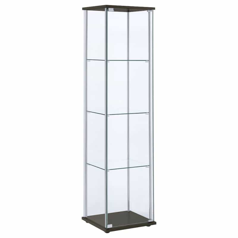 Bellatrix 4-Shelf Clear Glass Curio Cabinet Cappuccino