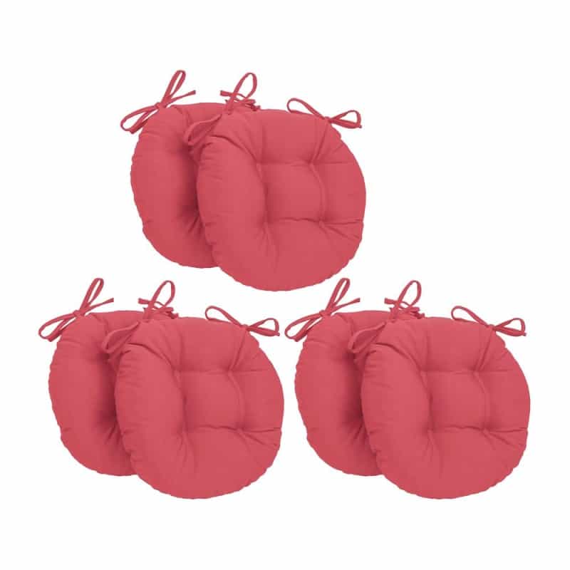 16-Inch Solid Twill Round Tufted Chair Cushions (Set Of 6) 916X16rd-T-6Ch-Tw-Bb