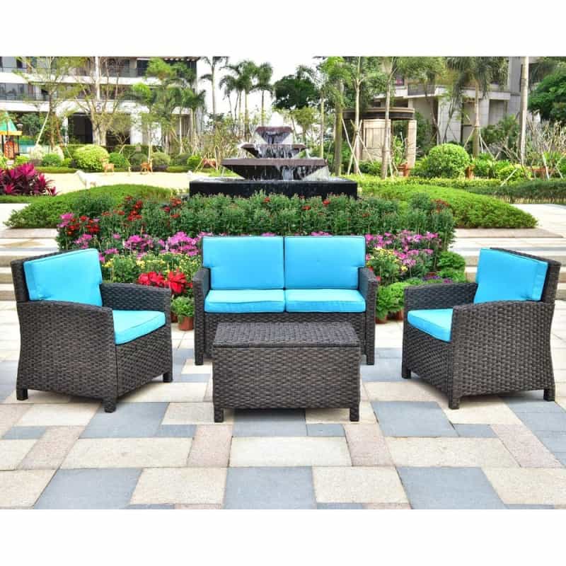 Majorca Resin Pandan Weave Contemporay Deep Seat Loveseat Group With Cushions