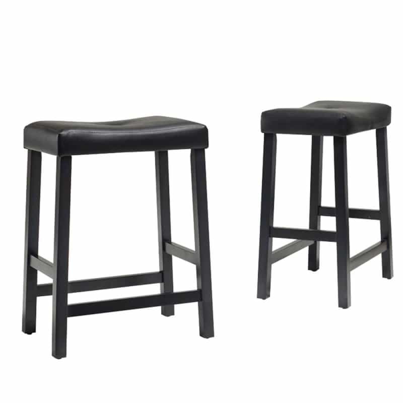 Upholstered Saddle Seat 2Pc Counter Height Bar Stool Set - 2 Stools
