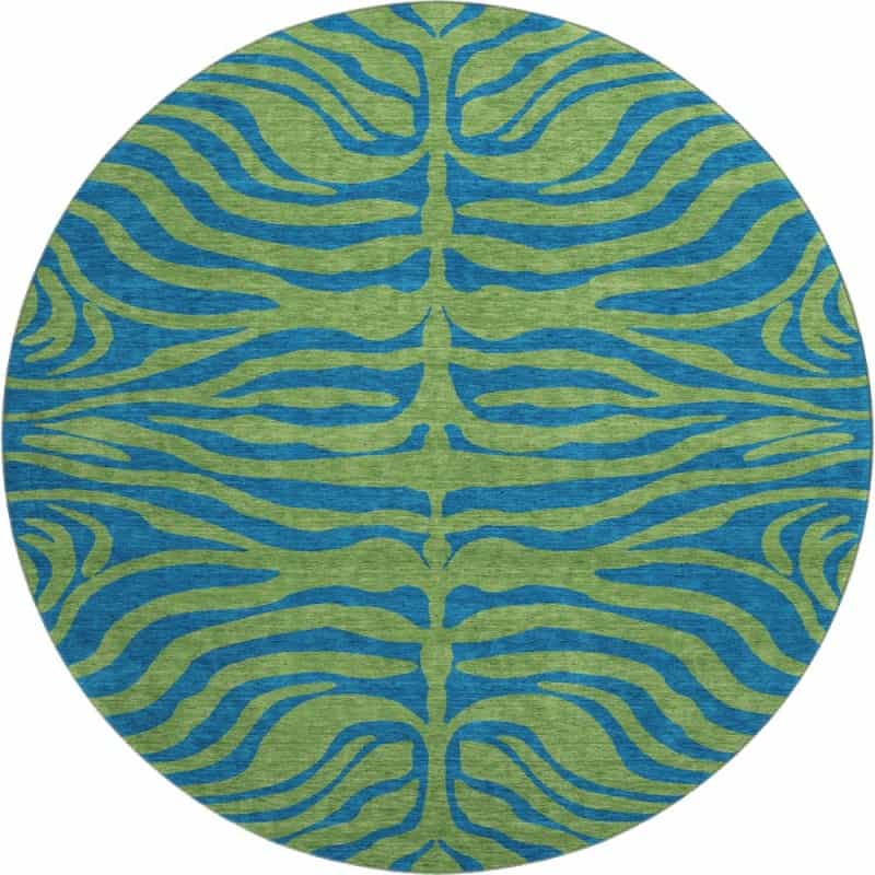 Premium Machine Washable Mayfield Amf1043 Green 8' X 8' Round Rug