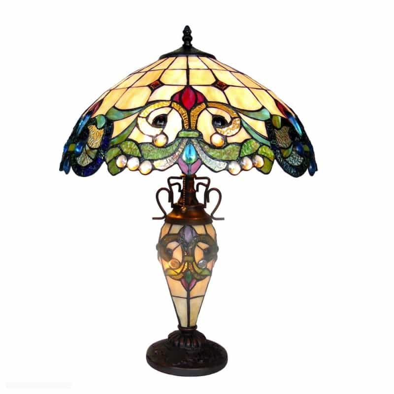 Dulce Tiffany-Style 3 Light Victorian Double Lit Table Lamp 18" Shade