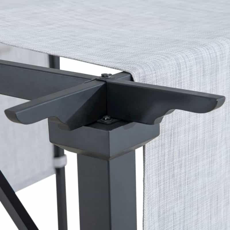 9 Ft. X 9 Ft. Black Steel Classic Pergola With Adjustable Tan Sling Shade