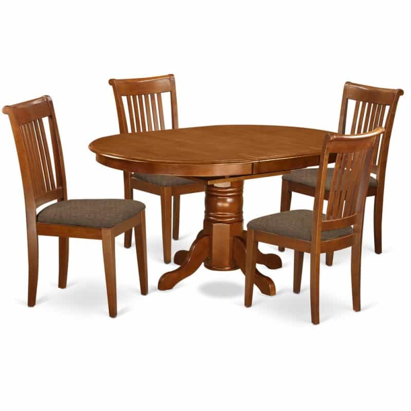 5 Pc Set Avon With Leaf And 4 Cushiad Chairs In Saddle Brown