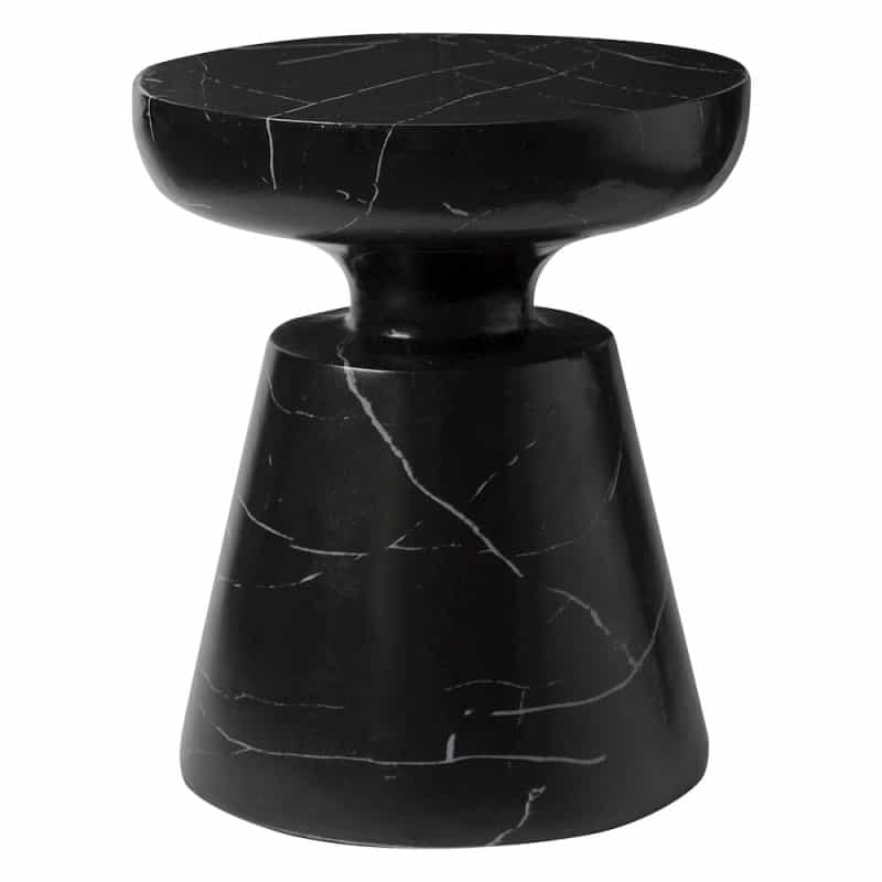 Isle Collection Fiberglass Outdoor Side Table In Marbled Black