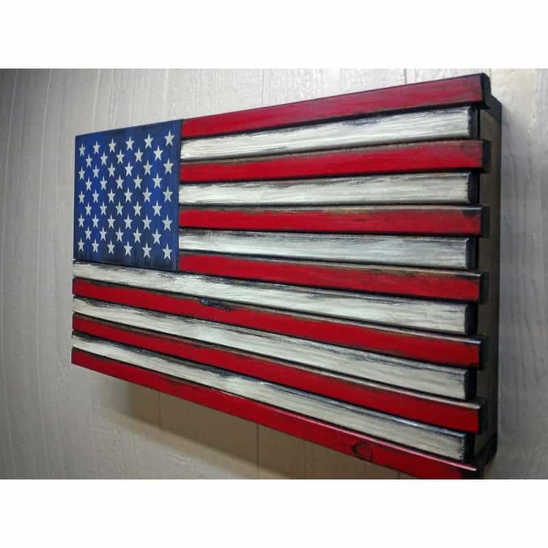 American Furniture Classics Model Lrg2comp Large American Flag Wall Hanging Gun Concealment With Two Secret Compartments
