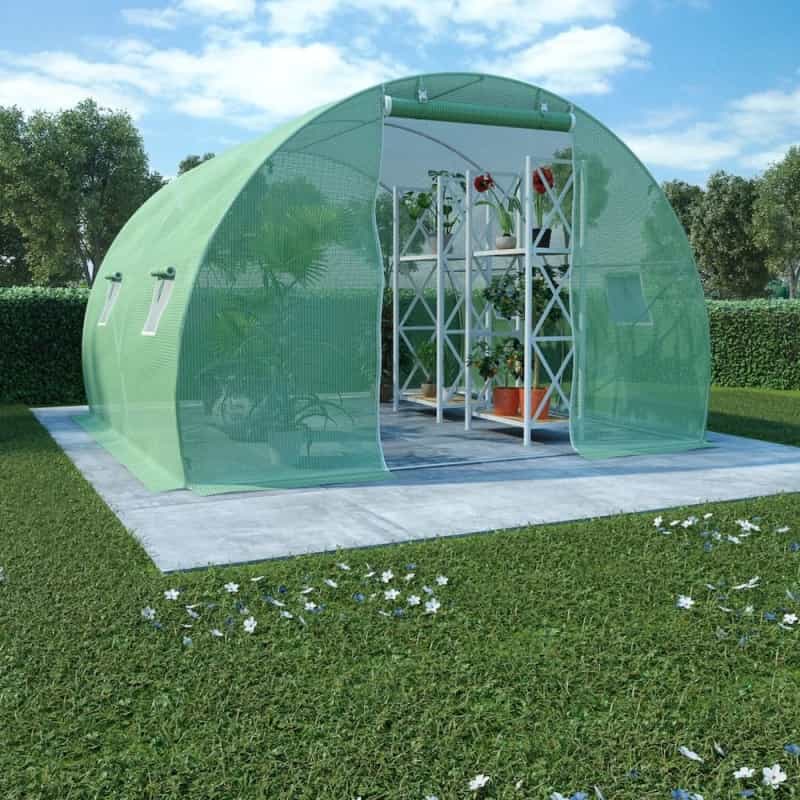Greenhouse Green Pe Mesh Fabric, Galvanized Steel Large