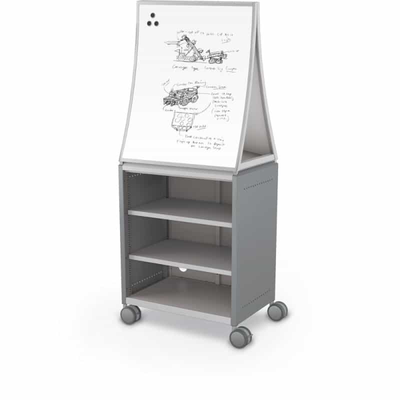 Compass Cabinet - Midi H2 -Shelves / Casters / Ogee Board - Cool Grey