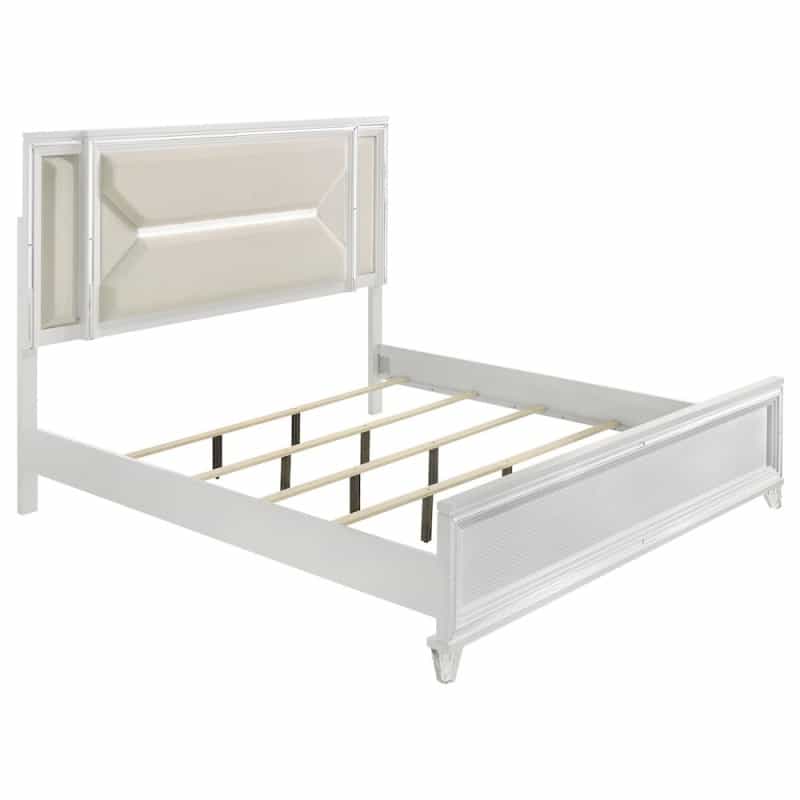 Marmore 64-Inch Queen Panel Bed Led Headboard White