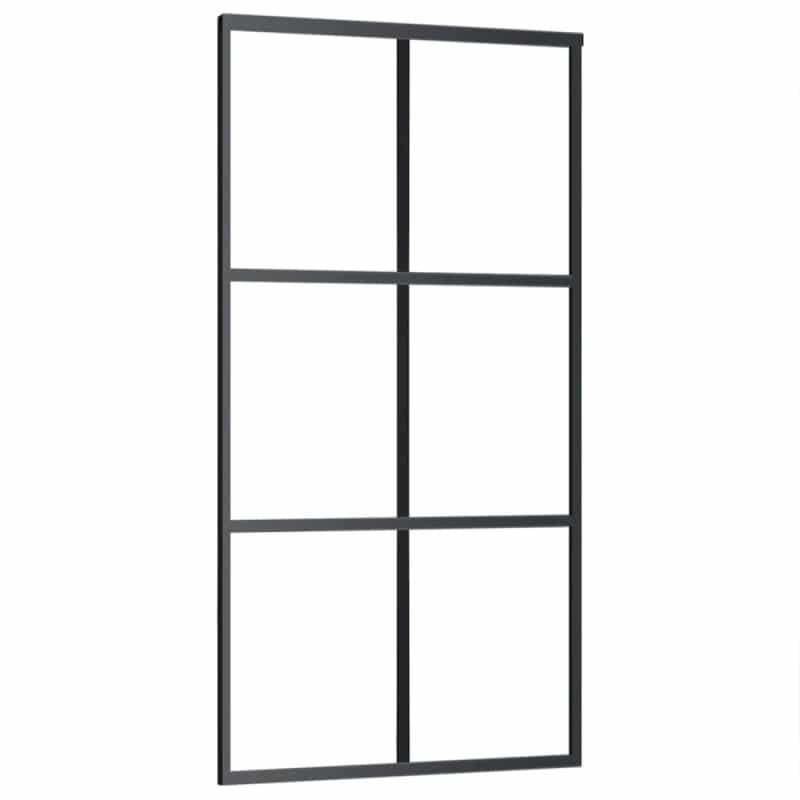 Sliding Door Esg Glass And Aluminum 40.2"X80.7" Black