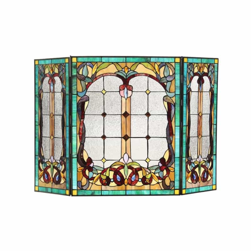 Lucian, Tiffany-Style 3Pcs Folding Victorian Fireplace Screen 44X28