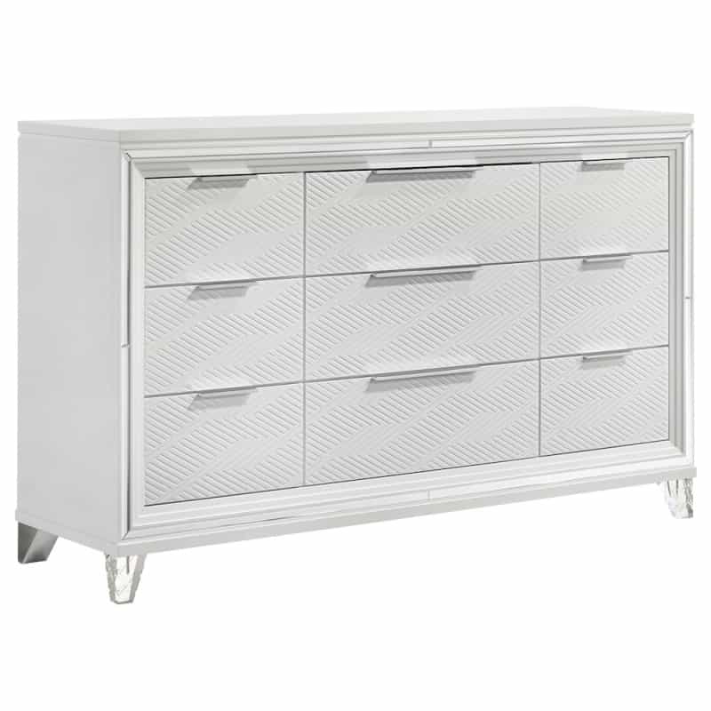 Marmore 9-Drawer Dresser Cabinet White