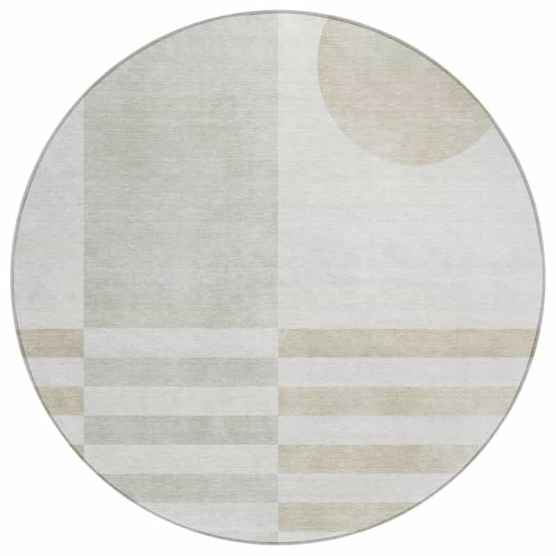 Machine Washable Indoor/Outdoor Chantille Acn2131 Linen 8' X 8' Round Rug