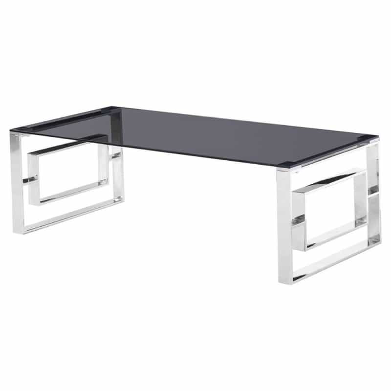 Best Master Mallory Stainless Steel And Smoked Glass Coffee Table In Silver