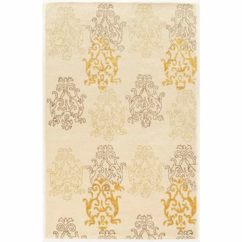 Aspire Wool Damask Ivory & Gold 8X11, Rug