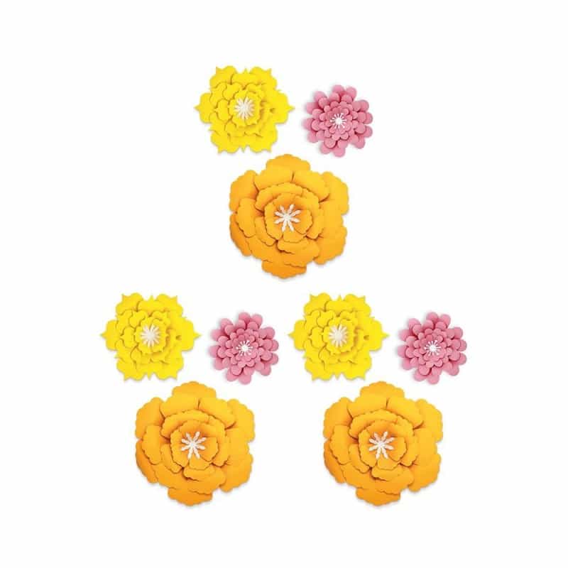 Creatively Inspired Orange, Yellow, Pink Flowers, 3 Per Set, 3 Sets