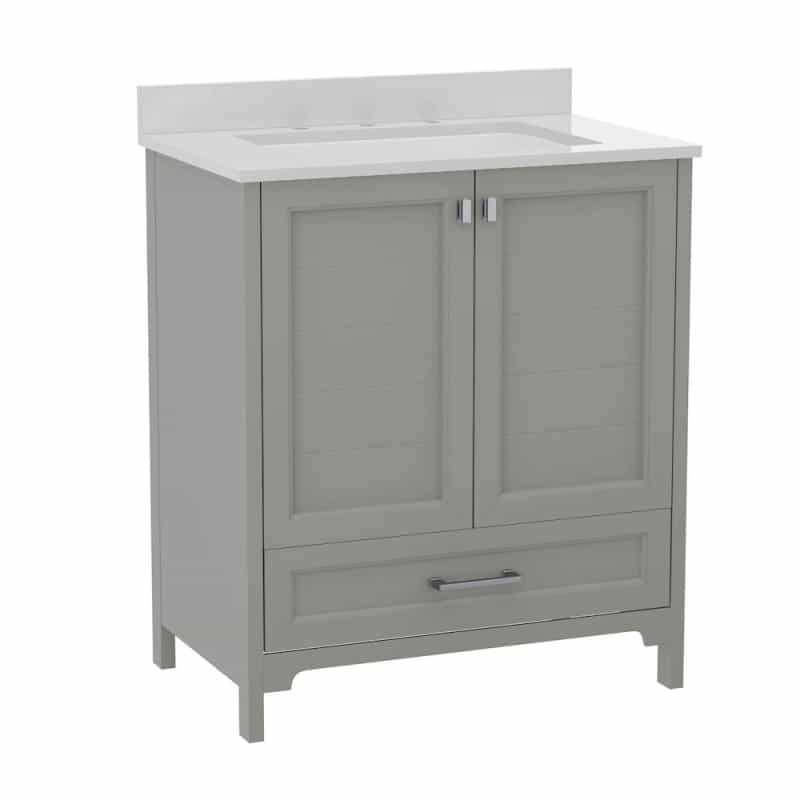 30In Bathroom Vanity With Sink, Storage Cabinet With Soft Close Doors, Gray