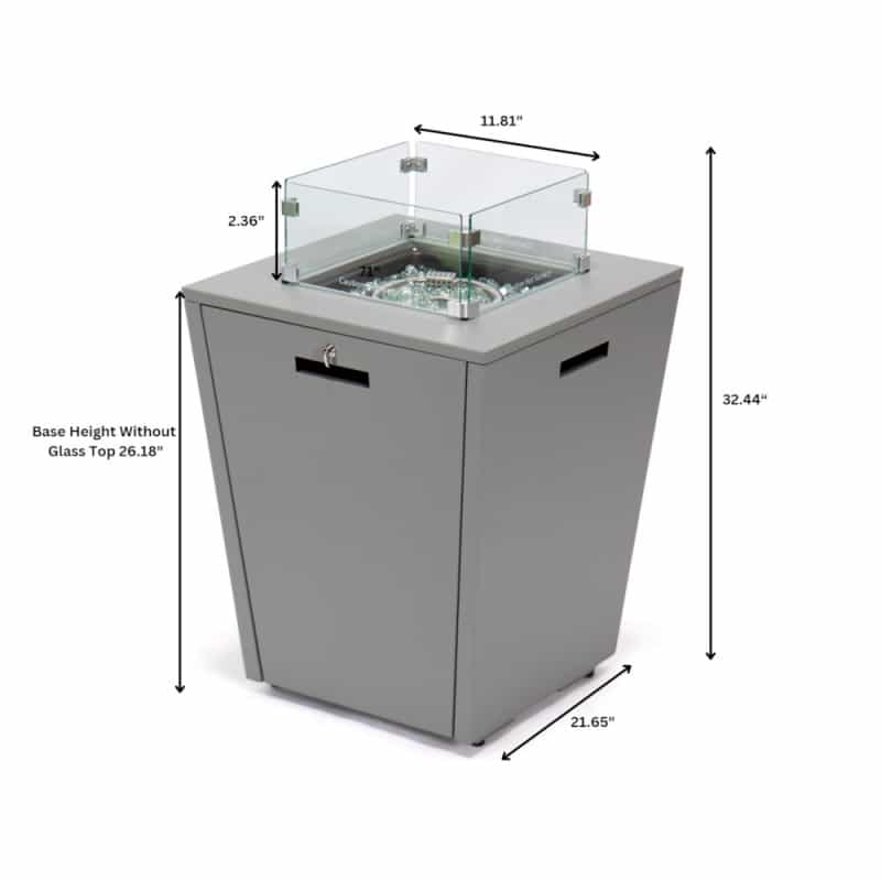 Chelsea Aluminum Patio Modern Propane Fire Pit Side Table