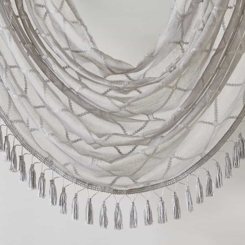 Diamond Sheer Embroidered Waterfall Valance