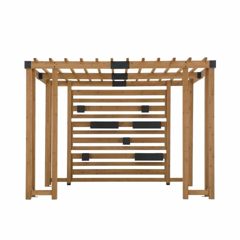 Sunjoy Sophia 10.5 X 10 Ft Cedar Wood Pergola With Adjustable Hanging Planters